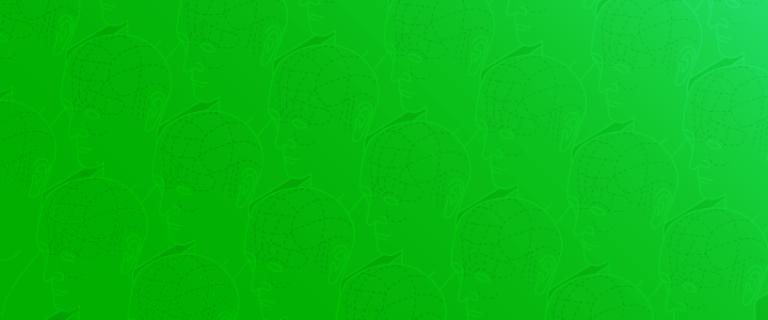 Repeating images of the outline of a person's head and face