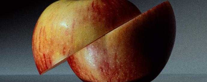 Apple(fruit) sliced in half