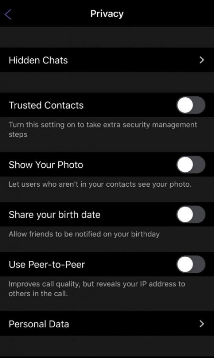 Viber Privacy Settings 2