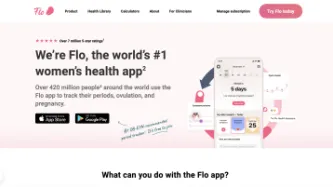 Screenshot of Flo's website - title text claims: We're Flo, the world's #1 women's health app! 