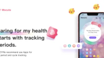 Wocute's website claiming that "Caring for my health starts with tracking periods."